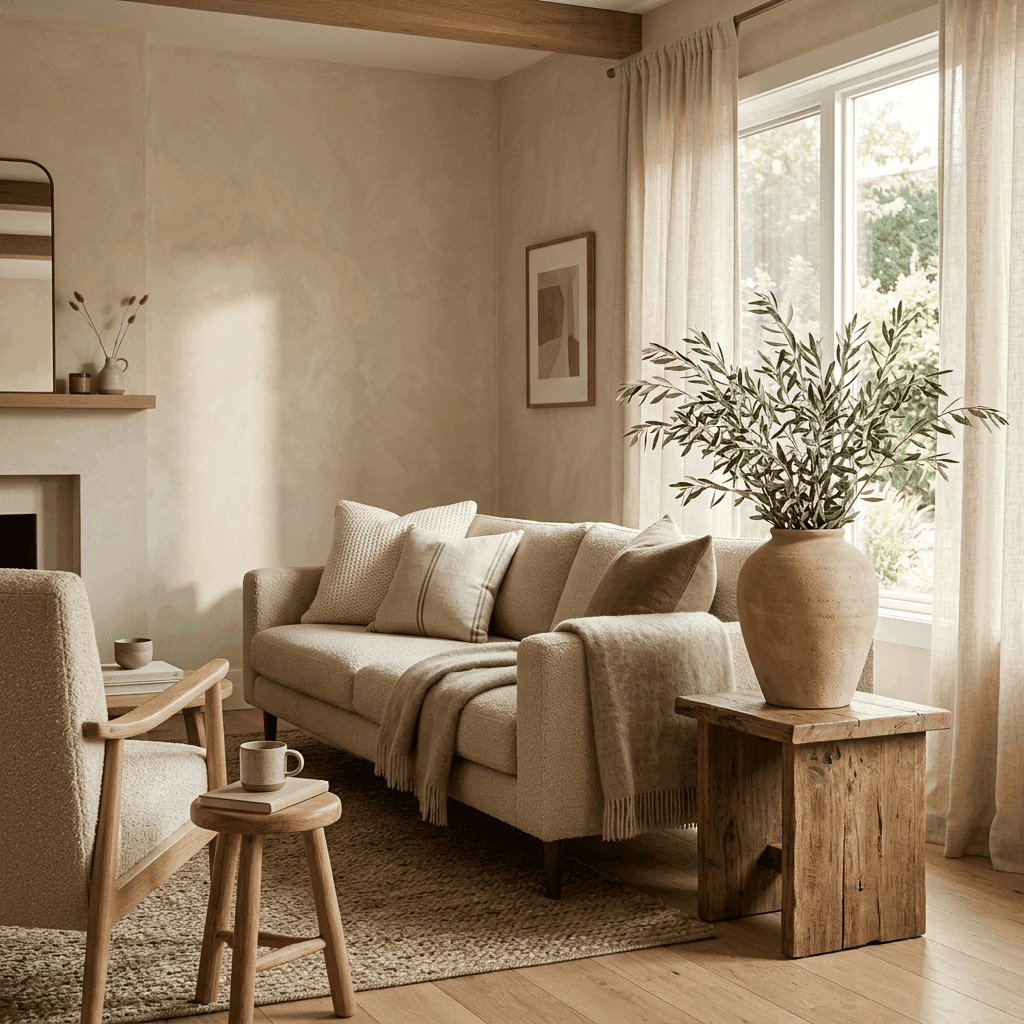 Cozy minimalist living room corner